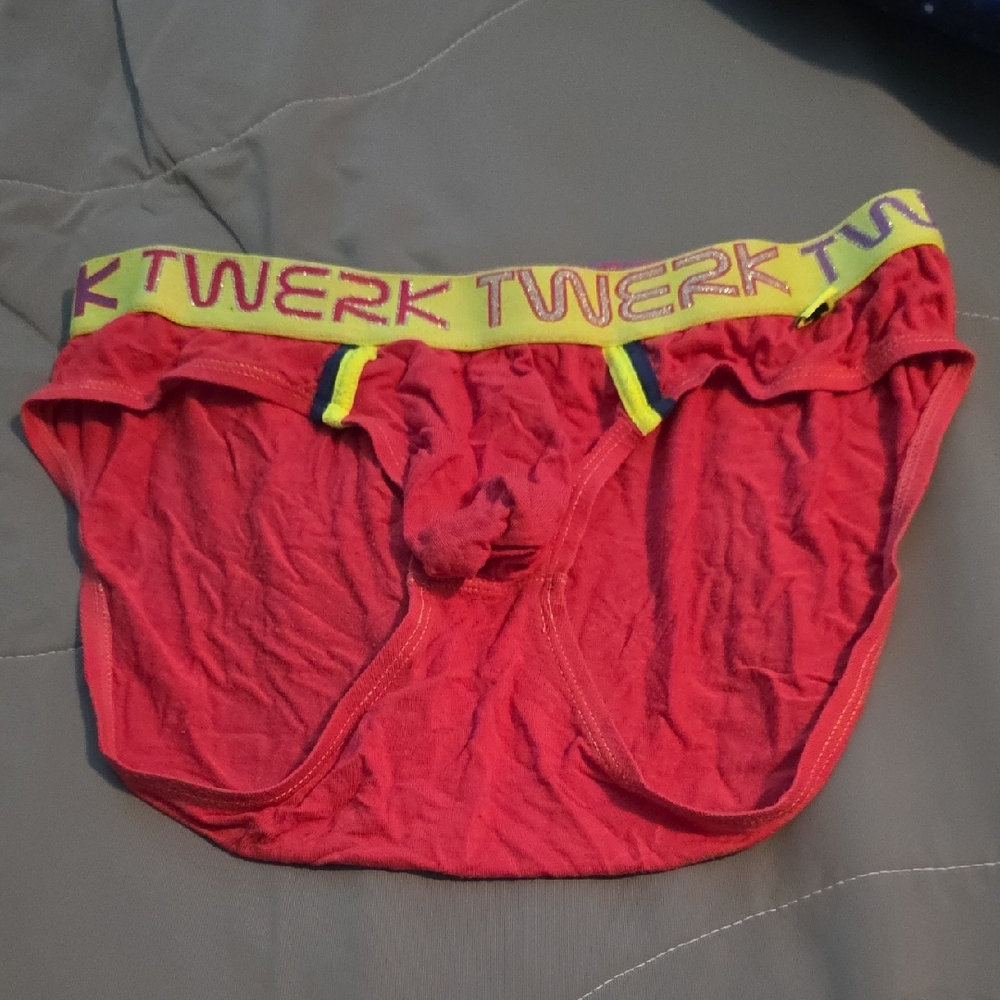Red Twerk Briefs with Yellow Waistband
